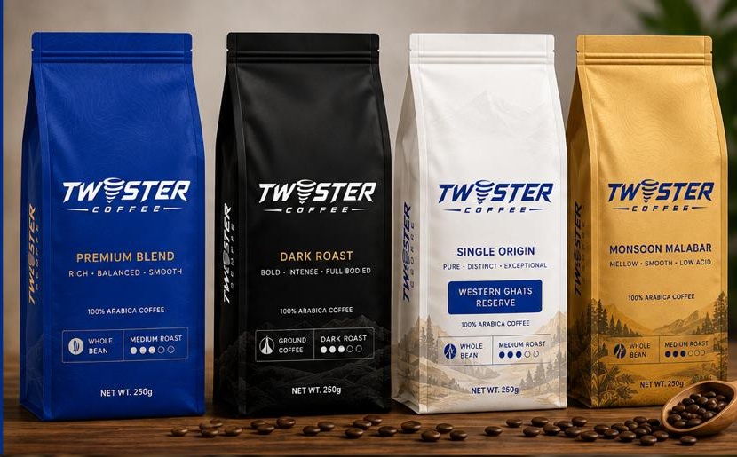 Twister Coffee premium coffee packing pouches